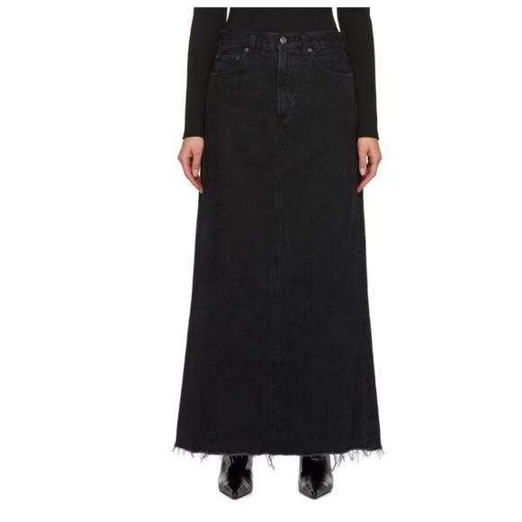 Agolde Hilla Black Denim Maxi 25 NWT - Picture 6 of 7